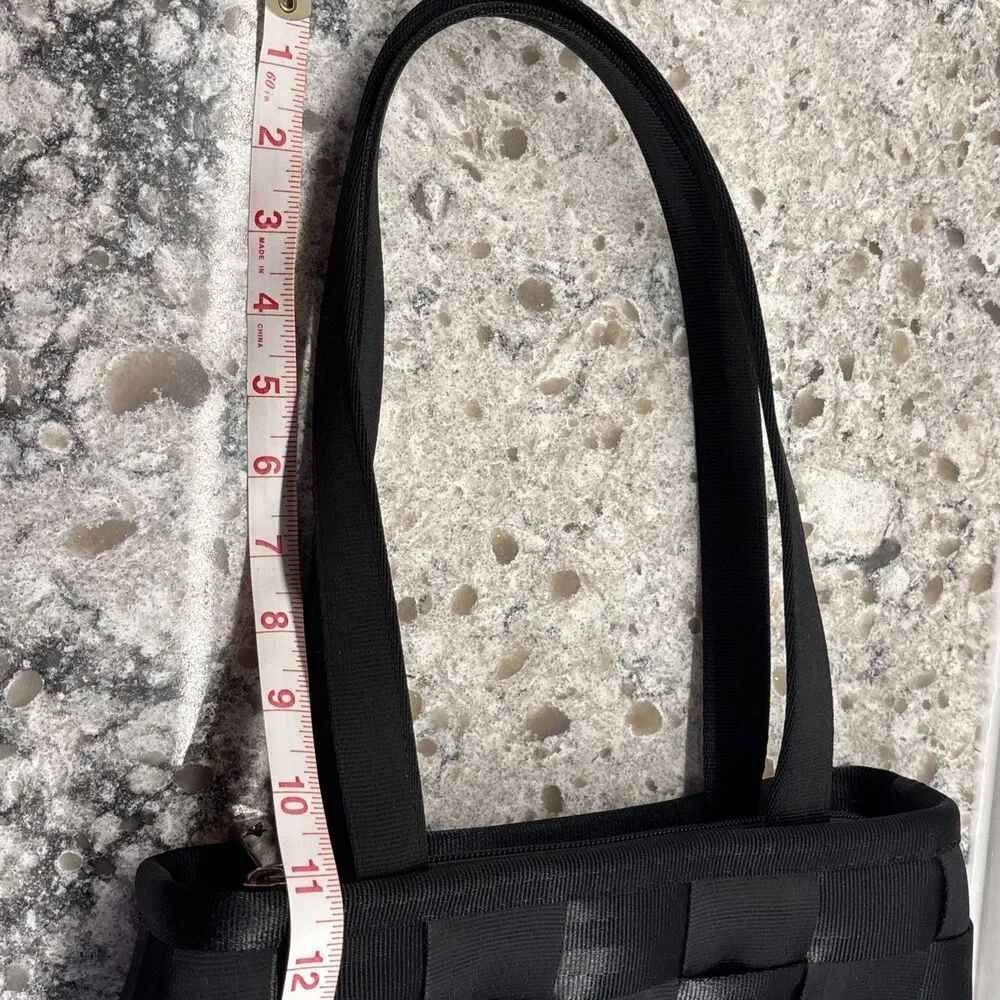 Harveys Seatbelt Handbag Black Shoulder Bag Purse Double Handle‎ Upcycle Y2K